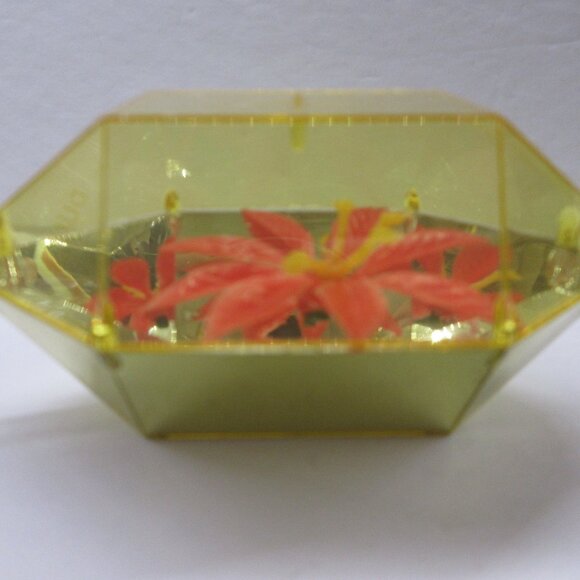 3 Jewel Brite Diorama Reflector Hexagon Gem Christmas Ornaments Poinsettia Holly - Picture 13 of 15